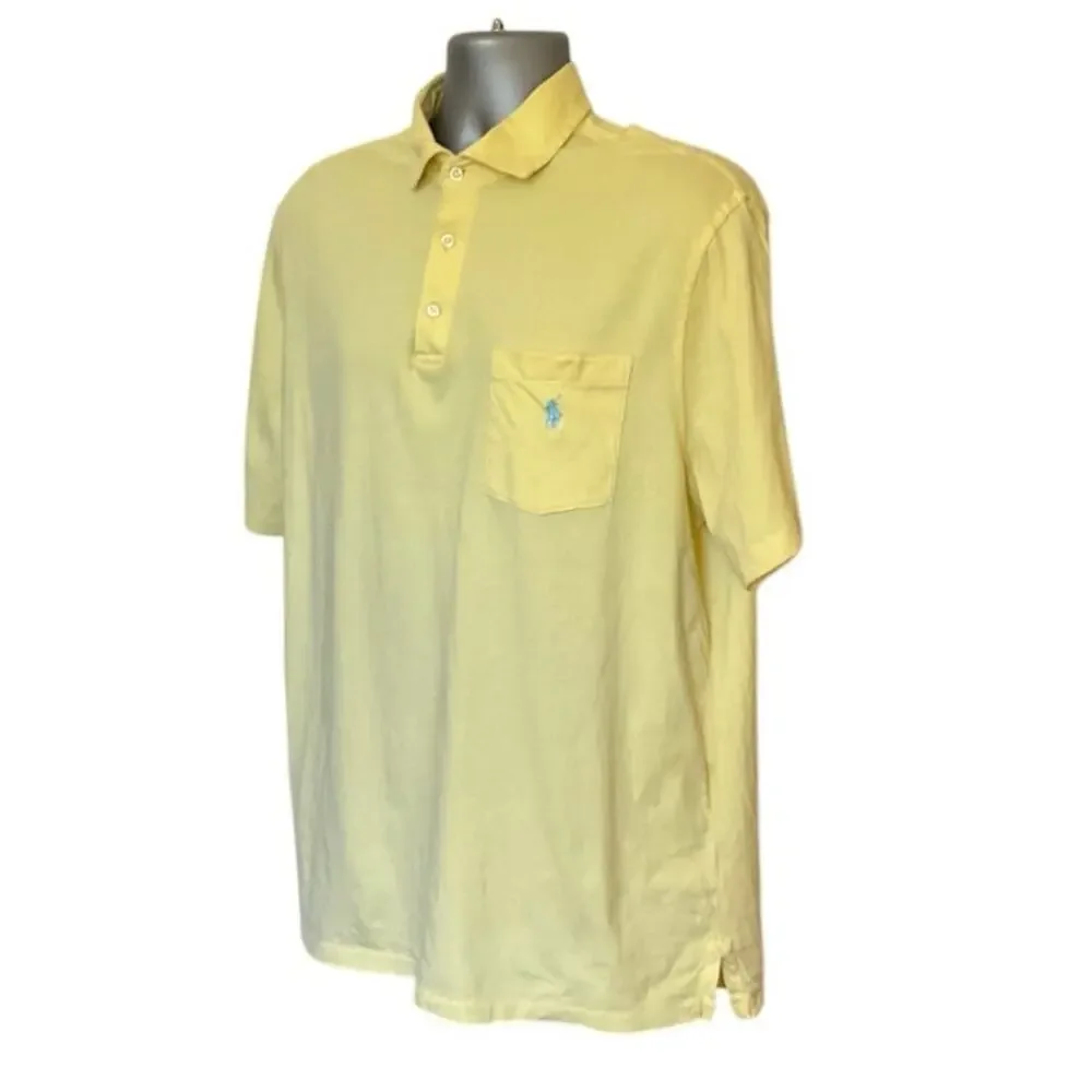 Polo Ralph Lauren Yellow Polo Shirt Men’s Large Classic Fit Cotton Pocket Logo